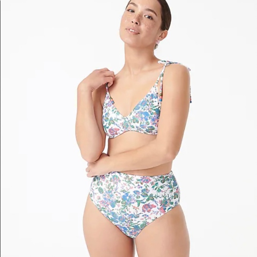 J.‎ Crew NWT Eco Tie-Shoulder French Bikini Top and High Waisted Bottoms